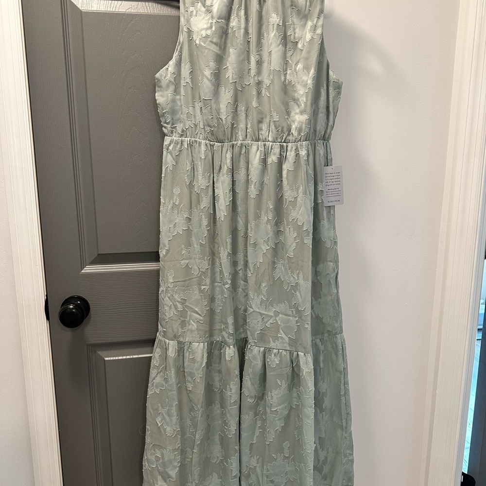 Nordstrom Sage Green Floral Midi Dress